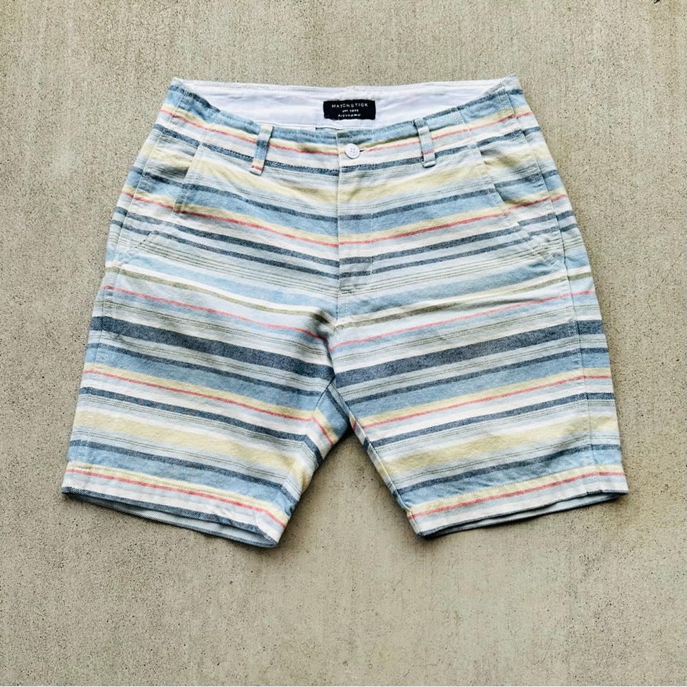 Matchstick Casual Shorts Men Size 32 Striped Cotton